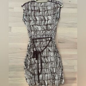 Loft brown pattern work dress with waist tie